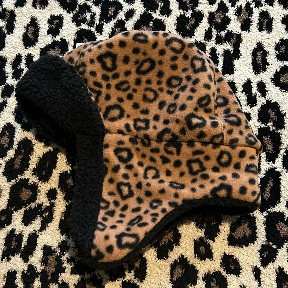 NWT 🎁 GIFT IDEA! KID’s Cat & Jack Brown Leopard Trapper Hat for toddlers OSF